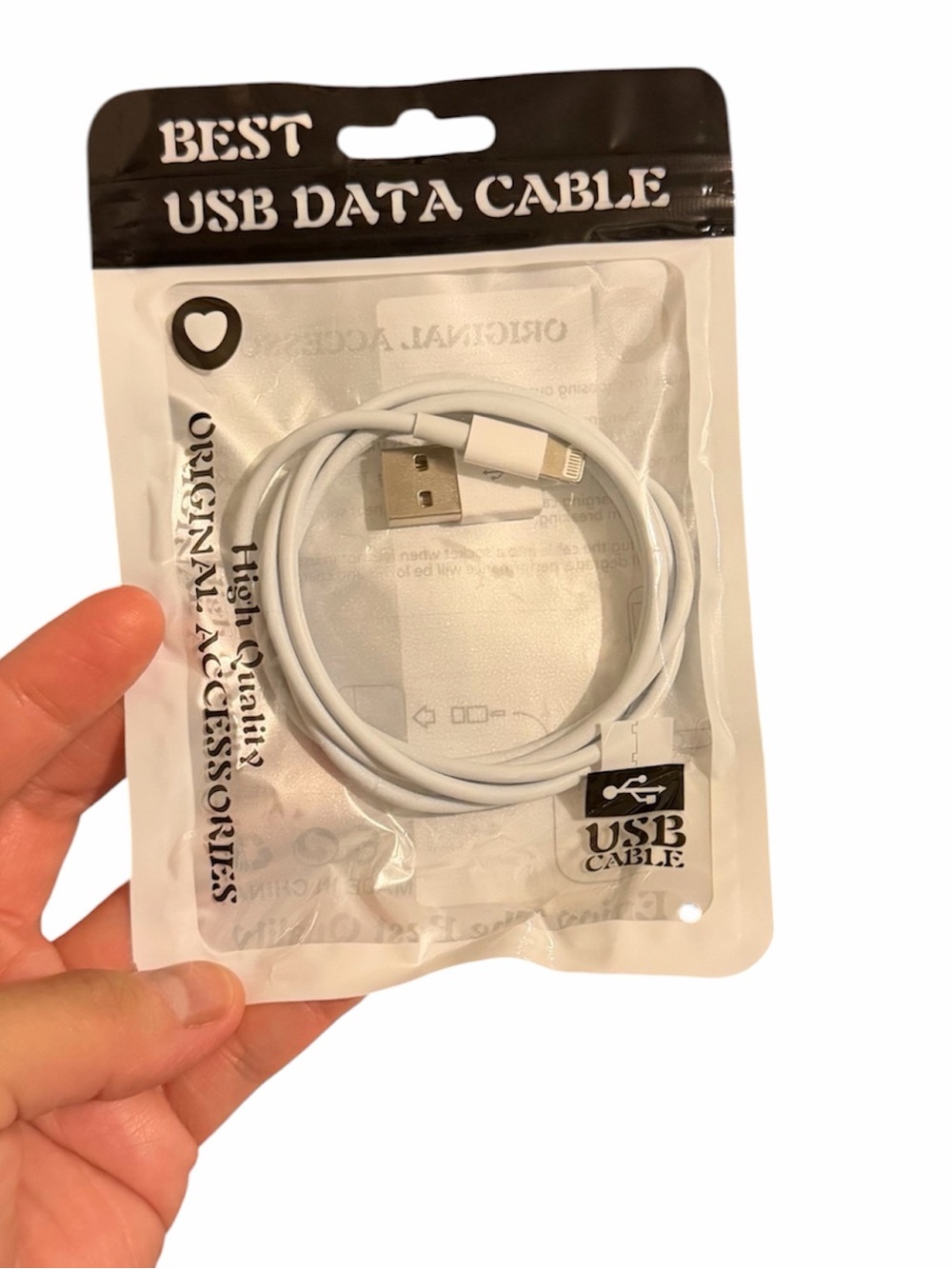 White USB Data Cable - USB to Lightning/Type-C Compatible